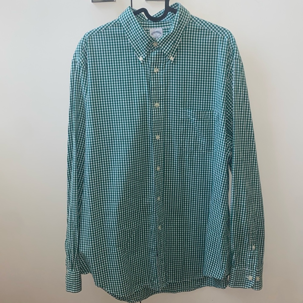 Brooks Brothers gingham button down shirt